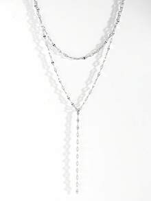 1件装女士时尚简约不锈钢唇链多层长项链