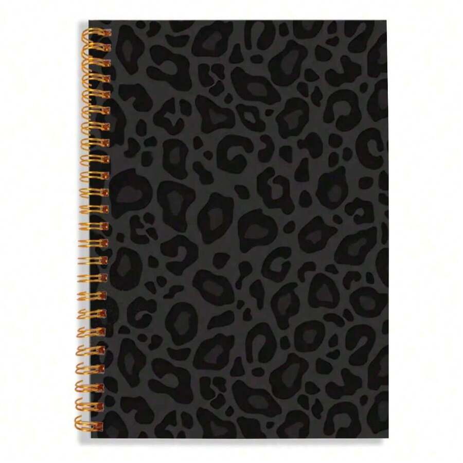 1 Peça Caderno Espiral com Estampa de Guepardo, 14x21cm, 50 Folhas, Design de Leopardo Preppy, Caderno com Pauta Universitária, Suprimentos de Escritório, Suprimentos Escolares, Diário para Mulheres, Papel, Ideia de Presente - A5 - Visão 1