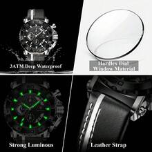 POEDAGAR's New Three Eye Six Pin Quartz Watch Features A Leather Strap That Showcases Your Personal Charm And Unique Craftsmanship - Rose Gold - View 7