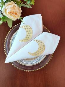 1/2/4pcs 100% Polyester Exquisite Embroidered Small Napkins, Ramadan Elements, Ramadan Mubarak, Oil And Dirt Resistant, Suitable For Ramadan, Home, Holiday Decor, Eid Mubarak, Parties, Weddings, Restaurants, Kitchens, Dining Tables, Desks, Coffee Tables, Vanities, Living Rooms, Bedrooms, Indoor And Outdoor, Camping Etc.