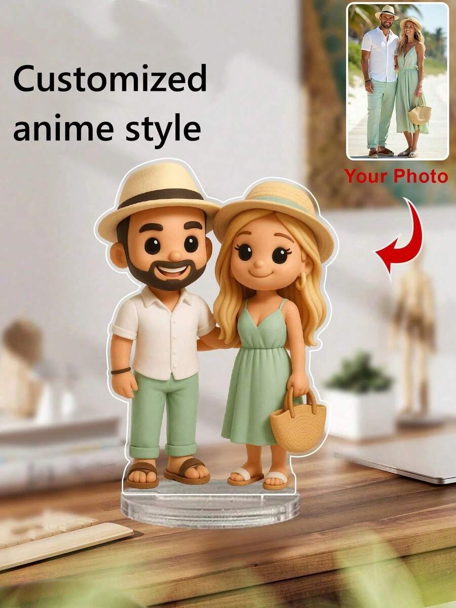 Customized Acrylic Anime Filter Photo Stand, Can Customize Your Favorite Characters, Couples, Pets Photos, Double-Sided Effect, Exquisite And Compact, Ideal Gift For Friends, Suitable For Placing On Office Desk, Home, Also A Fashionable Customized Gift For Valentine's Day Decoration, Ideal Choice For Boyfriend/Girlfriend, Also Suitable As Anniversary, Wedding, Living Room Decor Or Housewarming Gift - Multicolor - View 1