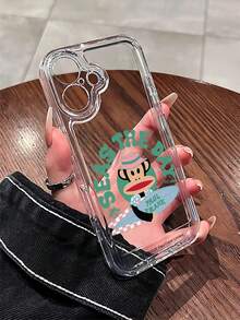 Official Licensed Paul Frank Transparent Space Phone Case, Full Coverage Shockproof Camera Protection With Monkey, Surfing Monkey, Coconut Tree & Letter Pattern, New Design Compatible With Iphone 13/14/15/16/17 Pro Max - Multicolor - View 2