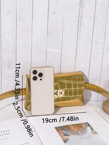 Mini Diamond Embossed Buckle Leather Waist Bag - Gold - View 3