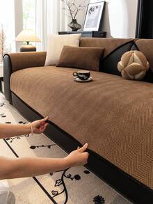 1 件经典款沙发垫套，宠物友好型防刮沙发保护套，可机洗，家居装饰，适用于 L 型组合沙发和 1/2/3/4 座沙发（需另购），四季皆宜 - 咖啡棕 - 查看 1