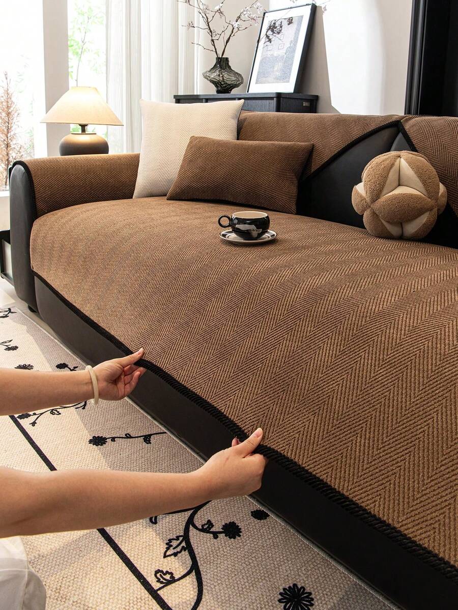 1 件经典款沙发垫套，宠物友好型防刮沙发保护套，可机洗，家居装饰，适用于 L 型组合沙发和 1/2/3/4 座沙发（需另购），四季皆宜 - 咖啡棕 - 查看 1