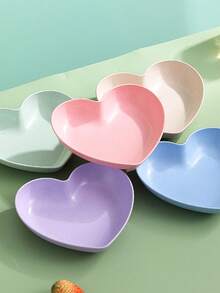 Plastic Heart-Shaped Plate/Salad Plate, For Camping/Restaurant/Kitchen, Dishwasher - Multicolor - View 8