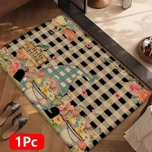 1pc Hello Spring Pattern Printed Linen Kitchen Rug, Carpet, Mat, Bathroom Mat, Doormat, 3D Printed Rectangle, Suitable For Living Room, Bedroom, Hallway, Bathroom, Laundry Room - Polyester Carpet, Indoor Outdoor Home Decor - Multicolor - View 15