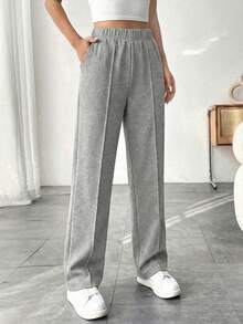 Quần dài dệt kim kiểu waffle cho bé gái và thiếu niên, quần ống rộng thoáng khí, dáng suông, thích hợp cho mùa xuân hè. - Màu Xám nhạt - Xem 2