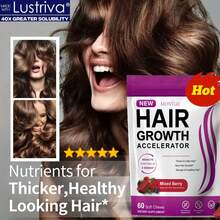 MONTUE 2Pcs Hair Accelerator Soft Chews, Hair Vitamins For Women And Men With Clinically Studied Lustrive And Biotin, Promotes Thicker, Fuller, Stronger Hair, Mixed Berry, 60*2 Soft Chews - 120 Đếm - Xem 2