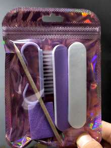 Mini Nail File And Orange Cuticle Pusher Set, Double-Sided Nail File, Wooden Scissors, Cleaning Tools, Nail Clippers, Nail Brush, Jewelry Making Polishing And Buffing Supplies - Multicolor - View 8