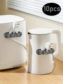 4 件装电缆卷绕器整理夹，家庭和厨房电器电线整理架，电源线缠绕夹，带挂钩电缆整理器