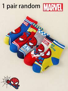 1/5 Pairs Marvel Spider-Man Kids Socks, Superhero Pattern, Breathable & Soft, Boys & Girls, Casual Everyday Wear/Party Gift/Easter/Spring/Summer - Multicolor - View 13
