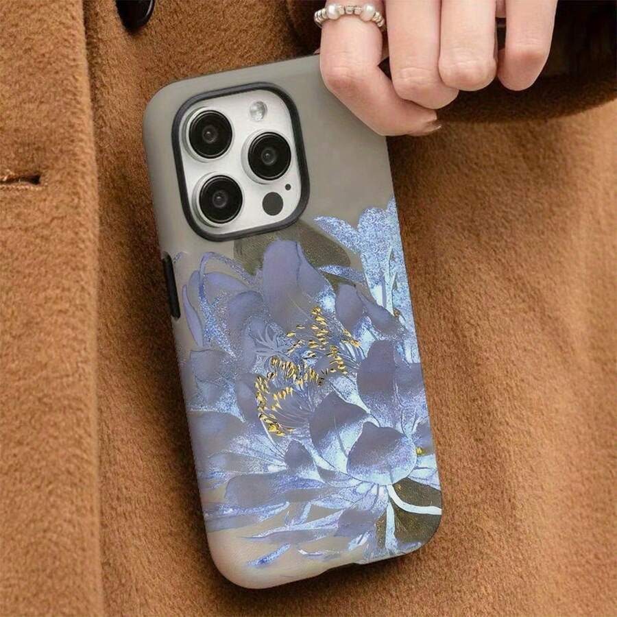 Funda de Teléfono 2 en 1 Flor Azul Claro para iPhone 16/15/14/13/12/11 Protección Antigolpes - Colores mixtos - Ver 1