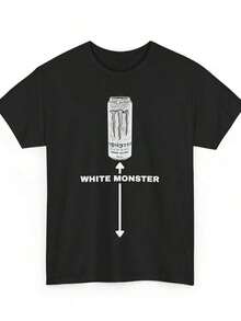 White Monster Funny Joke Man Friends T-Shirt - Black - View 1