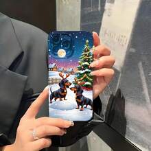1PC Phone Case ,  Christmas Tree Dogs Snow Night , Stylish Phone Case, Phone Decoration, All-around Lens Protection, Creative Small Gift, Funny Gift for Boys and Girls - ブラック - チェックする 5