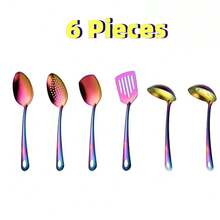 6-Piece Stainless Steel Gold-Plated Kitchen Utensil Set, Korean-Style Design, Multi-Functional For Cooking, Serving And Draining, Perfect Gift For Family Gatherings And Christmas. - 6 Gold - View 8