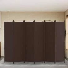 パーテーション 間仕切り 6連 自立式 衝立 カバーストリップ付き 高さ1. 8m×幅3m 布タイプ 折りたたみ 仕切りパネル 軽量 クロスパーテーション 目隠し 屏風 おしゃれ 組み立て簡単 部屋 オフィス 会議室 (ベージュ) - ブラウン + 幅3.05m * 高さ1.82m - チェックする 1