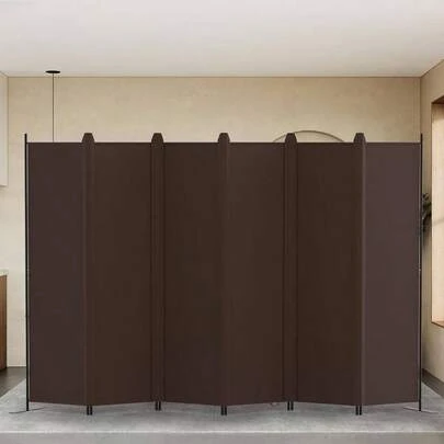 パーテーション 間仕切り 6連 自立式 衝立 カバーストリップ付き 高さ1. 8m×幅3m 布タイプ 折りたたみ 仕切りパネル 軽量 クロスパーテーション 目隠し 屏風 おしゃれ 組み立て簡単 部屋 オフィス 会議室 (ベージュ)