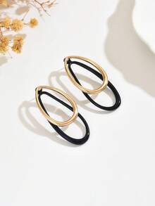 1 Pair Fashionable Front & Back Geometric Teardrop Earrings, Minimalist Middle Eastern Style, Suitable For Daily Outfit Matching