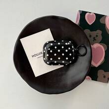 简约经典黑白波点图案亮面耳机保护套，适用于 1 2 3 4 Pro Pro2 Pro3 - 黑色 - 查看 4