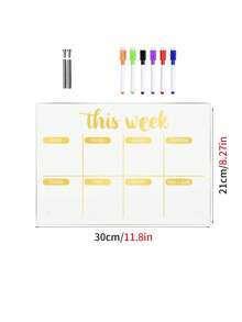 1 Set Gold Line Weekly Planner Letter Acrylic Memo Board, Minimalist Personalized Home Decor Whiteboard With 6 Magnetic Dry Erase Markers (Included) - Gold - View 12