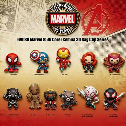  1PC Marvel Officially Licensed 85th Core Comic 3D Foam Bag Clip Series 12 Spider - Man Iron Man Groot Avengers 5 Holiday Gift Reusable Bag Accessory Christmas Decor Surprise Blind Bag