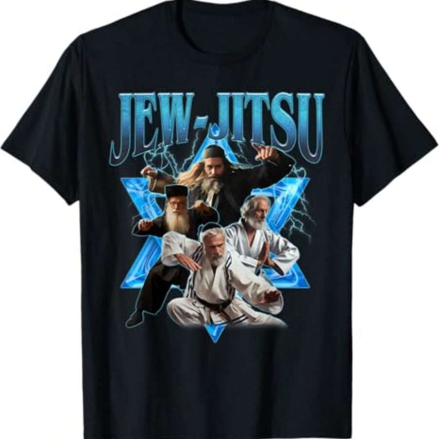 Jews Jitsu Karate Funny Hanukkahs Jiu Jitsu Martial Arts T-Shirt - màu đen - Xem 1