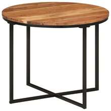Table basse vidaXL 55x55x45 cm en bois massif d'acacia et de fer - Tabac - Voir 8