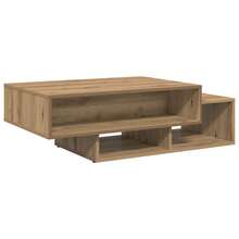 Table basse vidaXL en chêne artisanal 105x55x32 cm, ingénierie du bois - Tabac - Voir 6