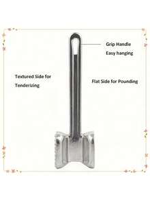 Stainless Steel Meat Tenderizer, Double-Sided Meat Pounder - Meat Mallet For Home Use - Silver - View 6