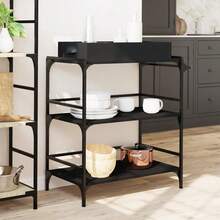 vidaXL Chariot de cuisine noir 81,5 x 41 x 92,5 cm, fabrication en bois - Noir - Voir 4
