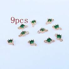 1pc/9pcs 4mm Framed Colorful Geometric Square & Rhombus Glass Pendant Earring Bracelet Necklace DIY Craft Supplies