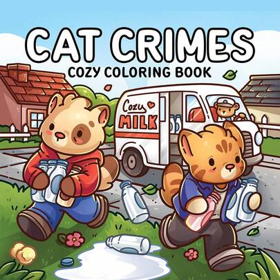 Cat Crimes Cozy: 1 Piece Comfortable & Cute Children's Coloring Book, Warm & Cozy Design, Helps Relax Body & Mind, Thick & Opaque Paper, Clear Lines, Releases Emotions, Relieves Anxiety (Essential For Hand-Drawing), Back-To-School Supplies, Stress-Relief Coloring Book For Teens & Adults, Doodle Book For Boys & Girls, Simple & Easy To Use, Holiday & Birthday Party Drawing Gift, Infant & Toddler Toy, Travel Sensory Toy