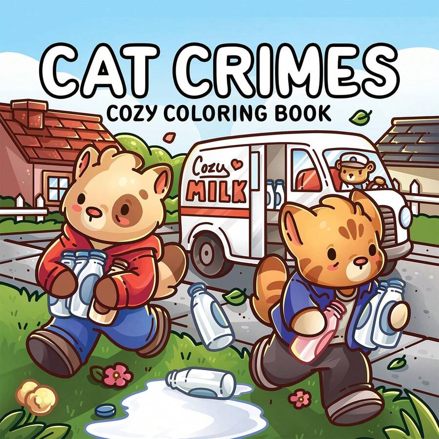 猫咪犯罪温馨版：1本舒适可爱的儿童涂色书，温暖舒适的设计，有助于放松身心，厚实不透明的纸张，清晰的线条，释放情绪，缓解焦虑（手绘必备），返校用品，青少年和成人减压涂色书，男孩女孩涂鸦本，简单易用，节日/生日/派对绘画礼物，儿童/婴儿玩具，幼儿旅行感官玩具
