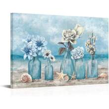 Blue Beach Wall Art Ocean Theme Flower Picture Painting Modern Conch Coastal Seascape Floral in Vase Artwork Bathroom Bedroom Home Decorcuadros decorativos para sala,poster,con marco,posters,cuadros para la pared ,marcos para cuadros,cuadro,virgen de guadalupe,salascuadros decorativos para sala,poster,con marco,posters,cuadros para la pared ,marcos para cuadros,cuadro,virgen de guadalupe,salascuadros decorativos para sala,poster,con marco,posters,cuadros para la pared ,marcos para cuadros,cuadro,virgen de guadalupe,salas - transparente - Ver 2