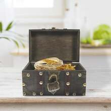 1pc Vintage European Style Wooden Square Jewelry Box, Storage Container With Password Lock, Craft Prop Box