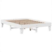 vidaXL Cadre de lit sans matelas blanc 150x200 cm madera de pin macizo - Blanco - Ver 5