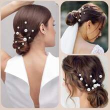 50 Piezas de Horquillas de Perlas,Accesorios para el Cabello de Novia con Perlas,5 Tamaños,Elegantes Accesorios para el Cabello Retro en Forma de U con Caja Blanca de Almacenamiento,Plateado(default) - Multicolor - Ver 6