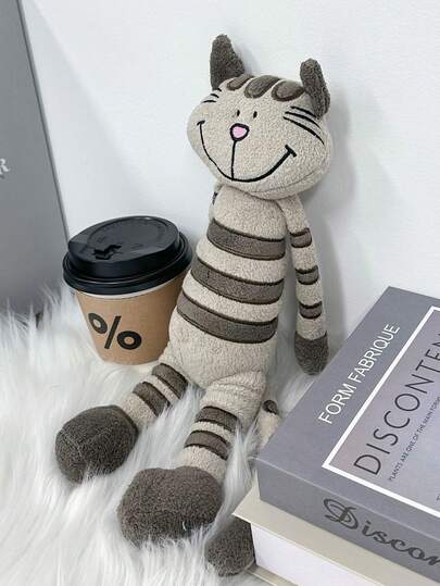 32厘米/12.6英寸条纹毛绒猫玩偶，超柔软站立式微笑小猫毛绒玩具，条纹身体和爪子，舒适的毛绒枕头，适合儿童、婴儿房、沙发、卧室、客厅装饰，是送给爱猫人士、男孩女孩的完美生日、圣诞节、节日礼物。