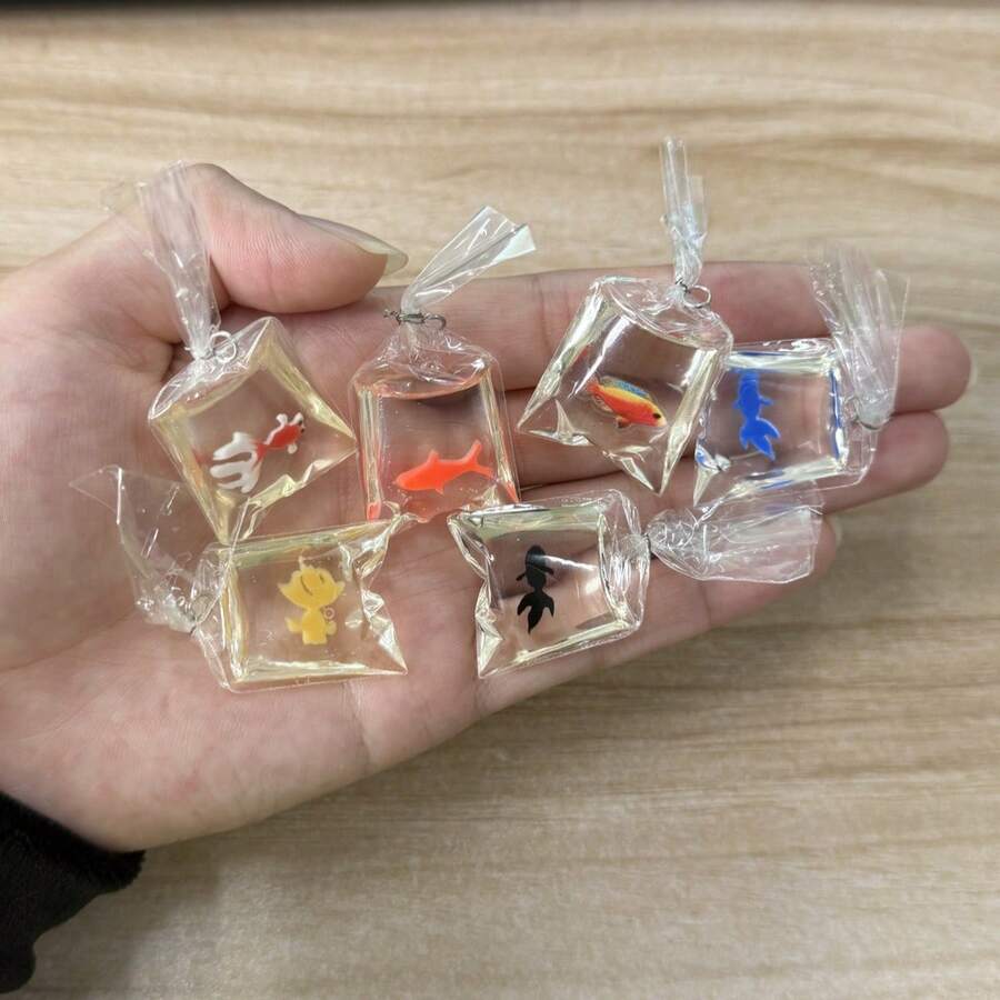 5/10件装逼真树脂配件DIY首饰，透明鱼形小物件，小型装饰吊坠，适用于DIY手工首饰制作，项链，手链，耳环，包链，钥匙扣，拉链装饰