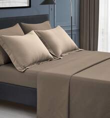 Juego de edredón de 7 piezas, en bolsa, con relleno alternativo, incluye sábanas, fundas de almohada y fundas, relleno de edredón suave y reversible, tamaño matrimonial, beige - Beis - Ver 4