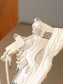 1 đôi giày thể thao lưới thoáng khí dễ thương cho trẻ em, giày tập đi đa năng thời trang, đế mềm chống trượt cho trẻ nhỏ/trẻ sơ sinh/thanh thiếu niên, thích hợp cho mùa xuân, hè, thu. - Màu be - Xem 8