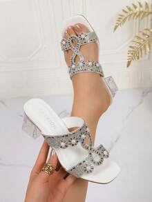 Crystal Embellished High Heel Sandals, Suitable For Young Ladies And Elegant Girl, Summer Style - White - View 2