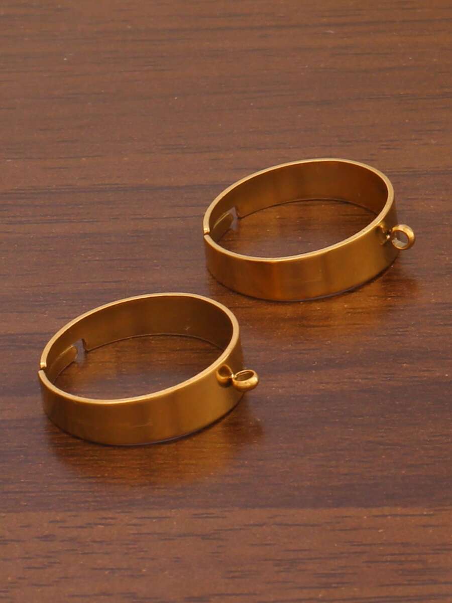 3Pcs Stainless Steel Adjustable Rings Settings DIY Blank Ring Base For Jewelry Making Findings 18K Gold Plated Finger Ring Loop Bulk