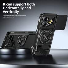 Ốp lưng bảo vệ có chân đế xoay 360° và nắp trượt che camera cho ZTE Nubia NEO 3 5G, ốp lưng hai lớp siêu bền chống sốc. - màu đen - Xem 3