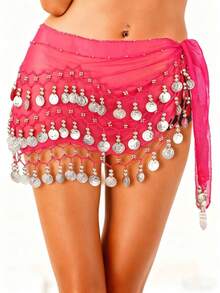 1pc Women's Silver/Gold Coin Belly Dance Hip Scarf Accessory, 3-Row Waist Skirt, Belly Dance Music Coin Waist Chain, Adult Dance Accessory (Multiple Colors Available) - Multicolor - View 11