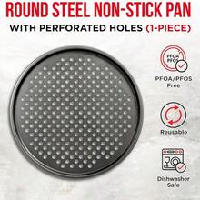 Non-Stick Pizza Pan With Holes - 13-Inch Perforated Pizza Crisper Carbon Steel Pizza Pan - 1 Round Pizza Trays - 黑色 - 查看 4