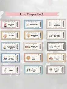 Valentine's Day Couple Discount Coupons And Stamps, Boyfriend Coupon Book, Boyfriend Valentine's Day Gift Coupon Book, Birthday Anniversary Discount Coupons, Birthday Gift, Valentine's Day Gift - Multicolor - View 3