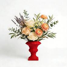 ORIZZONTE Classic Decorative Vase With Ornamental Texture – Elegant Design For Artificial Or Dried Flowers – Vintage Gift Idea For Home, Studio, Events – 100% Made In Italy, Shipping From Italy - Red - View 8