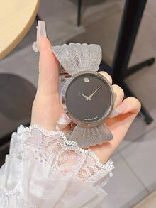 BAOHE 1 件女士金色蝴蝶表带镶嵌钻石石英腕表，情人节礼物